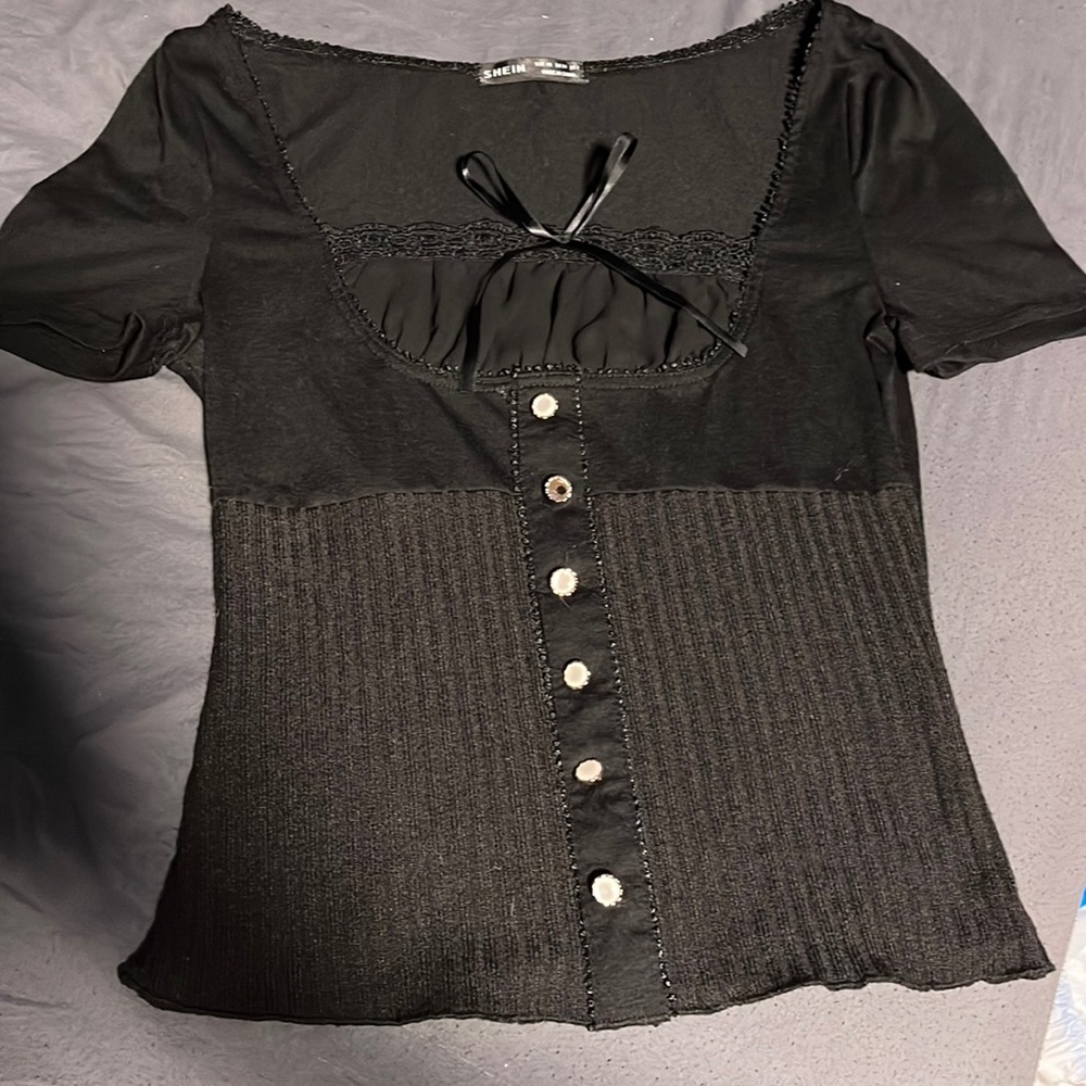 Black coquette top from SHEIN; size xs